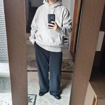 00s Champion 리버스 위브 후드 맨투맨 그레이