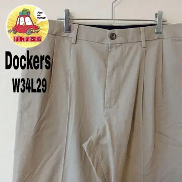 USA 구제 의류 DOCKERS 치노 팬츠 W34 L29 투 턱 베이지