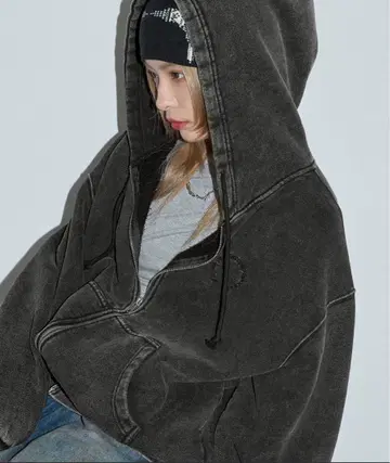 앵커 스미스 더블 지퍼 후드티 블랙