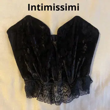 인티미시미 블랙 벨벳 레이스 뷔스티에