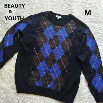 새상품급 BEAUTY & YOUTH UNITED ARROWS 아가일 니트