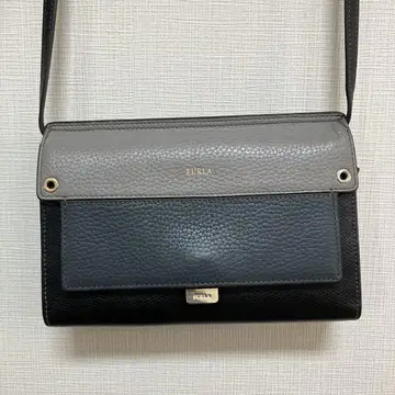 FURLA 가죽 숄더백 중형 그레이/네이비/블랙