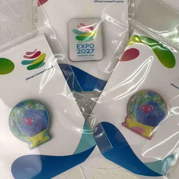 EXPO2027 툰크툰크 핀 배지 3개 세트 국제원예박람회협회 꽃박람회