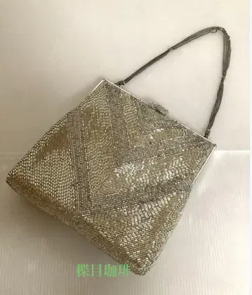은색 비즈 파티 백 아르데코풍 장기 자택 보관품, 변색 있음