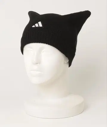 adidas 고양이 귀 니트 모자 블랙