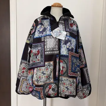 스칼라 스카프 패턴 x 플리스 리버서블 블루종 점퍼 미사용