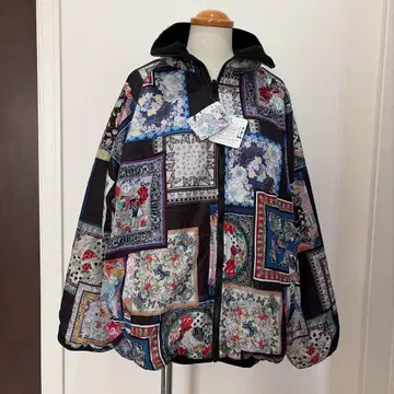 스칼라 스카프 패턴 x 플리스 리버서블 블루종 점퍼 미사용