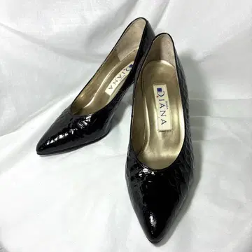 DIANA 블랙 엠보 에나멜 스틸레토 하이힐 ( 22.5cm )