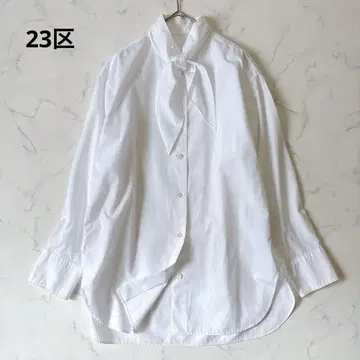 [ 새상품급 ] 23구 CANCLINI 스카프 디테일 셔츠 화이트 38