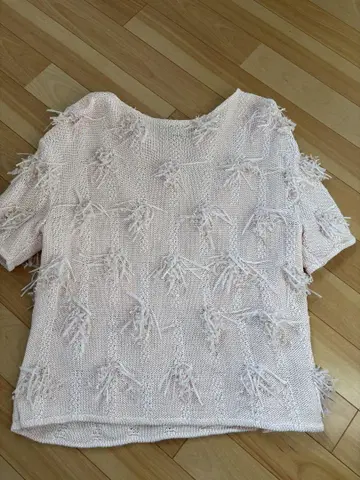 united arrows 컷 프린지 숏 슬리브 니트