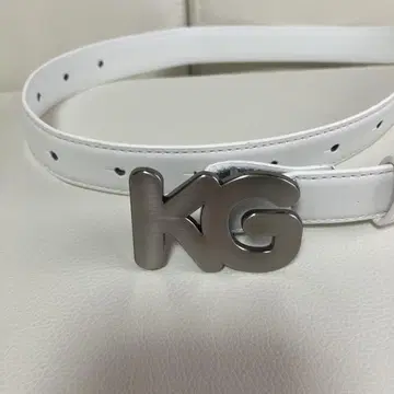 KG 로고 버클 화이트 벨트