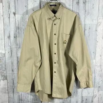 POLO CHAPS 베이지 긴팔 셔츠 포켓 부착