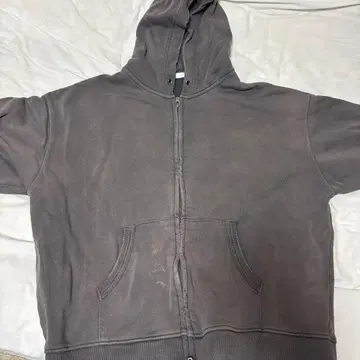 그레이 풀 집업 후드 부착 후드티