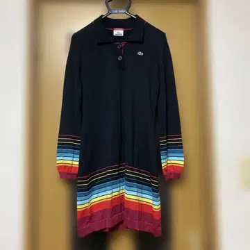 LACOSTE 스트라이프 폴로 니트 원피스 40