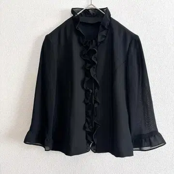 도쿄 소와르 블랙 포멀 블라우스 프릴 블랙 소매 비침 있음 스몰 7