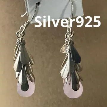 Silver925 귀걸이 빅 사이즈 흔들리는 티어드롭 x 로즈쿼츠?