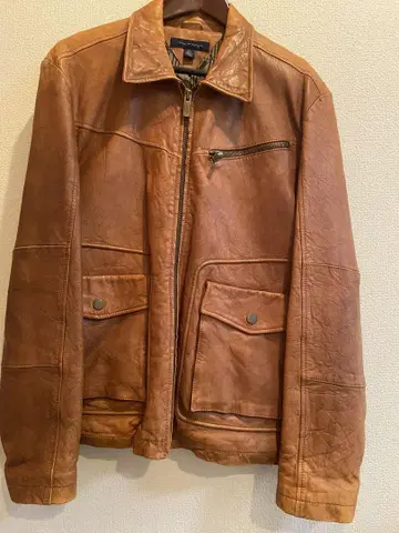 TOMMY HILFIGER 브라운 가죽 자켓 L