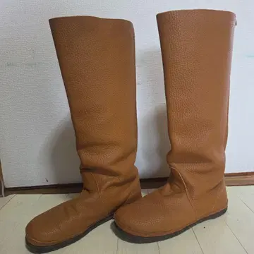 브라운 가죽 롱 부츠