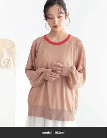 n'OrLABEL 래글런 시어 배색 니트