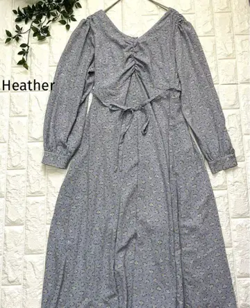 새상품급 Heather 플라워 프린트 그레이 V넥 롱 원피스 F