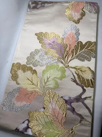 S51 고급 본 금박 순수 실크 일본 의류 기모노 후쿠로 오비 새상품급