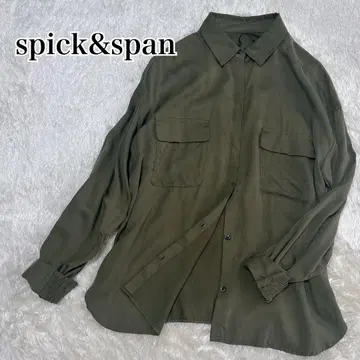 스픽앤스팬 Spick&span 카키 긴팔 셔츠 히요쿠 드레이프감