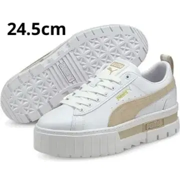 PUMA 화이트 스니커즈 통굽 24.5cm 우먼 메이즈 가죽