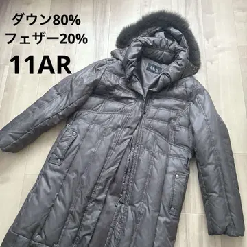 롱 다운 코트 페더 다크 브라운 11 후드 폭스