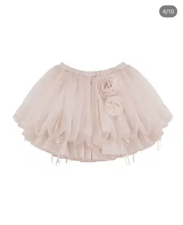 Rose motif ribbon tulle skirt pink