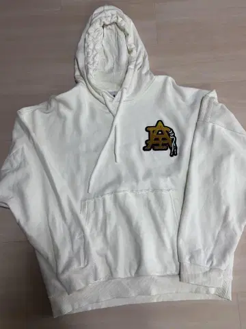 adidas 화이트 후드 부착 후드티 M 사이즈