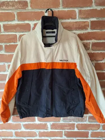 NAUTICA 점퍼 M 화이트/오렌지/네이비 하자품