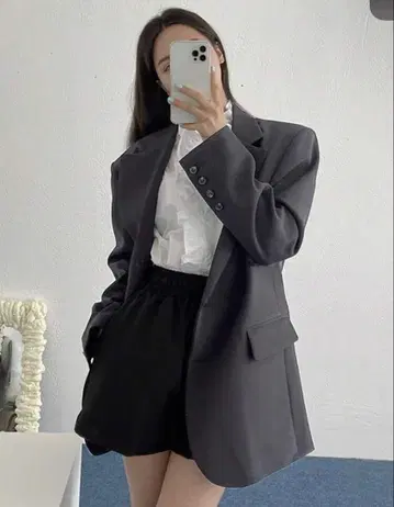 [ 완판템 ] 다크 그레이 테일러드 자켓
