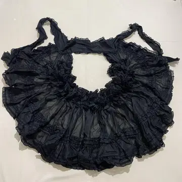 레어 카네코 이사오 럭셔리 피코 프릴 오버 스커트 스톨 블랙