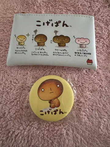 산엑스 트레이딩 플랫 미니 파우치 가죽풍 캔 배지 코게팡