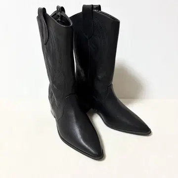 [ 미사용 ] 므뉴 자수 웨스턴 부츠 L 블랙 24.0~24.5cm