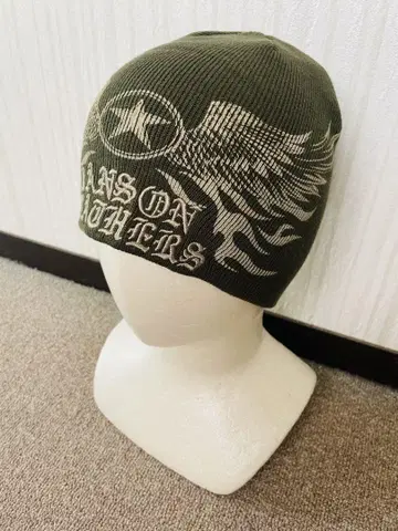 vanson 올리브색 니트 모자 윙 디자인