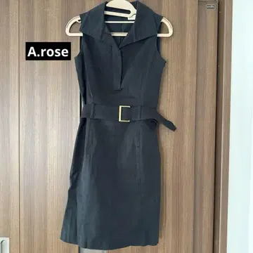 [ A.rose ] 슬리브리스 벨트 포함 블랙 원피스