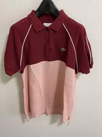Lacoste 바이컬러 피케 셔츠 반팔 빨간색/핑크