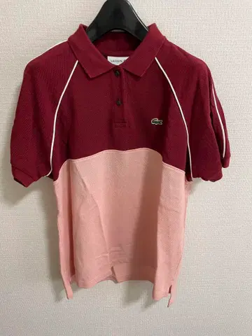 Lacoste 바이컬러 피케 셔츠 반팔 빨간색/핑크