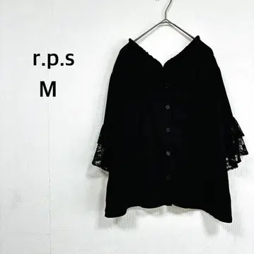 알피에스 5부 소매 블라우스 M 블랙 2WAY 레이스 포멀 새상품급