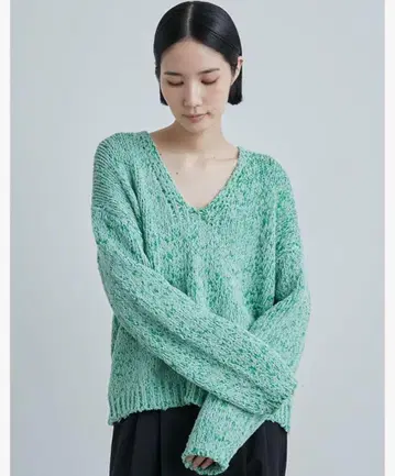 [미스슬로에] 더블얀 로우게이지 니트