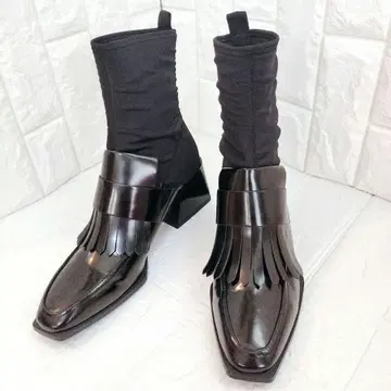 새상품급 ZARA 삭스 스타일 로퍼 부츠 스퀘어토 블랙 26cm