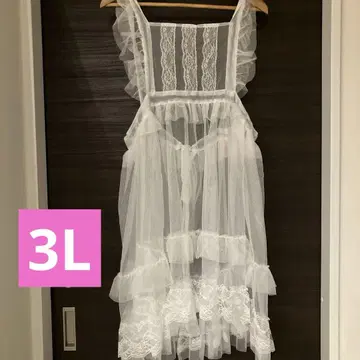 호시나 사쿠라코 레이스 튤 에이프런 시마무라 3L 화이트 빅 사이즈