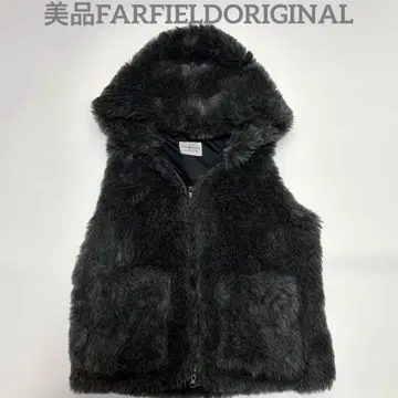 새상품급 FARFIELDORIGINAL 영국제 후드 부착 퍼 베스트 XL