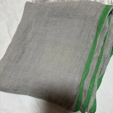 나카가와 마사시치 상점 그린 테두리 린넨 스톨