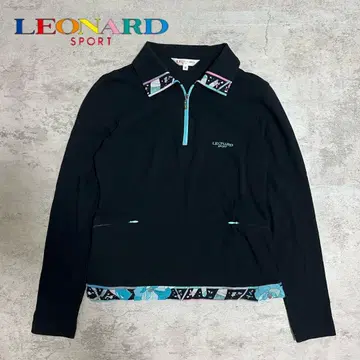LEONARD SPORT 긴팔 피케 셔츠 38 하프 지퍼 레오나르