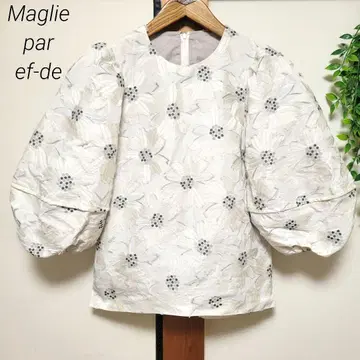 Maglie par ef-de 마리에파르에프데 플라워 자카드 블라우스
