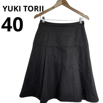 YUKI TORII 플레어 스커트 사이즈 40 블랙 무릎 기장 여성용