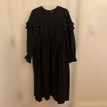 안미누 여성용 프릴 블랙 원피스