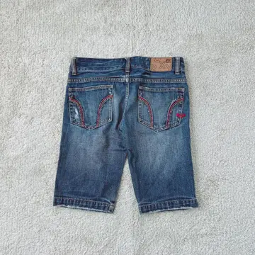 록시 하프 팬츠 데님 데미지 가공 로고 자수 코튼 캐주얼